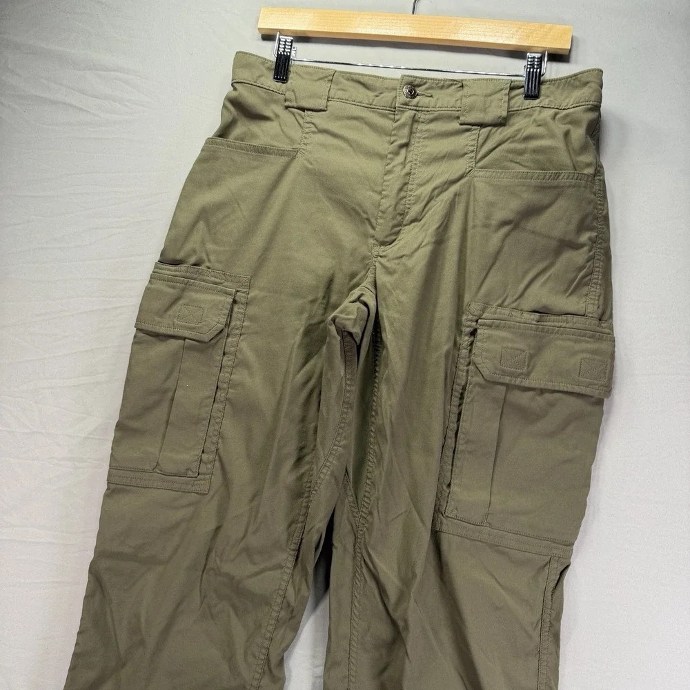 Duluth Trading Cargo Pants Men Large 34x34 Nylon Work Forest Green Dad Hike Camp - Picture 2 of 14
